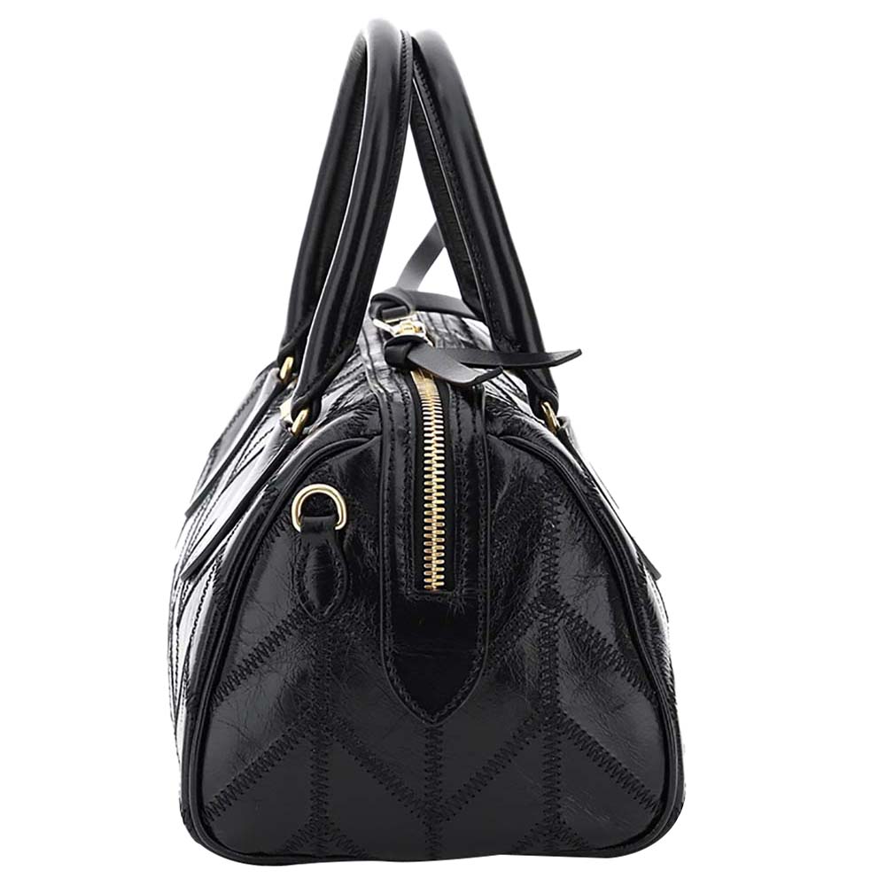 

Miu Miu Black Leather Boston Patchwork Bag