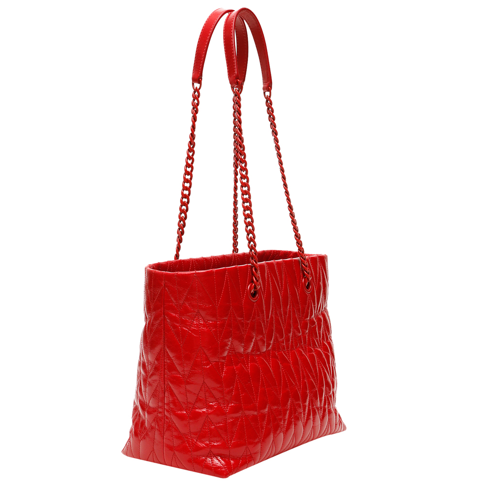 

Miu Miu Red Quilted Matelasse Leather Shine Tote Bag