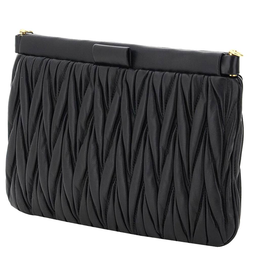 

Miu Miu Black Matelasse Leather Small Clutch Bag