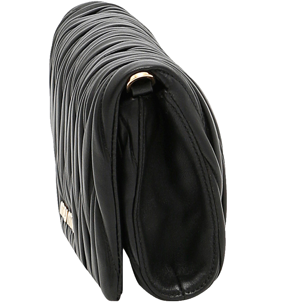 

Miu Miu Black Matelasse Leather Clutch with Strap Bag