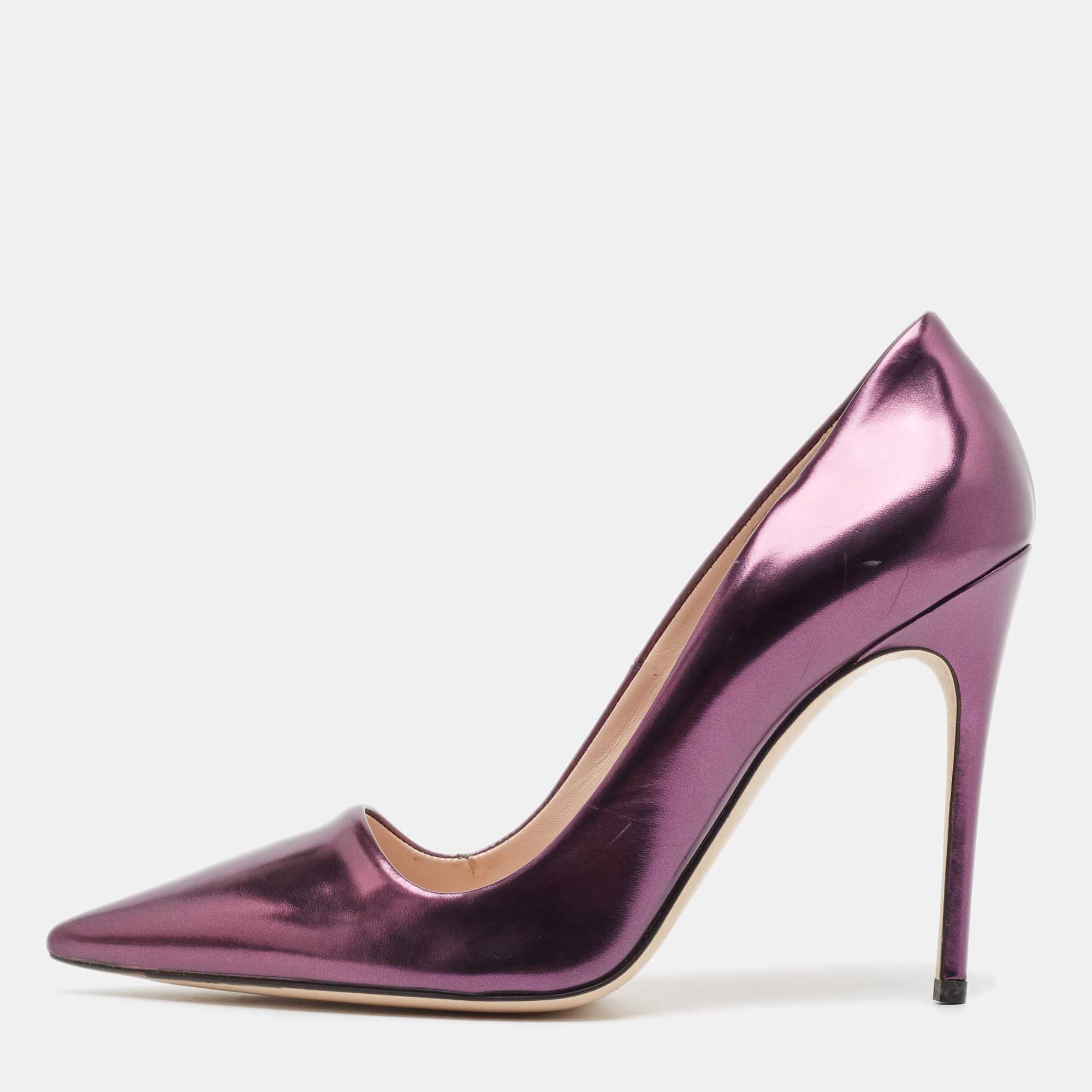 

Miu Miu Purple Leather Pointed Toe Pumps Size