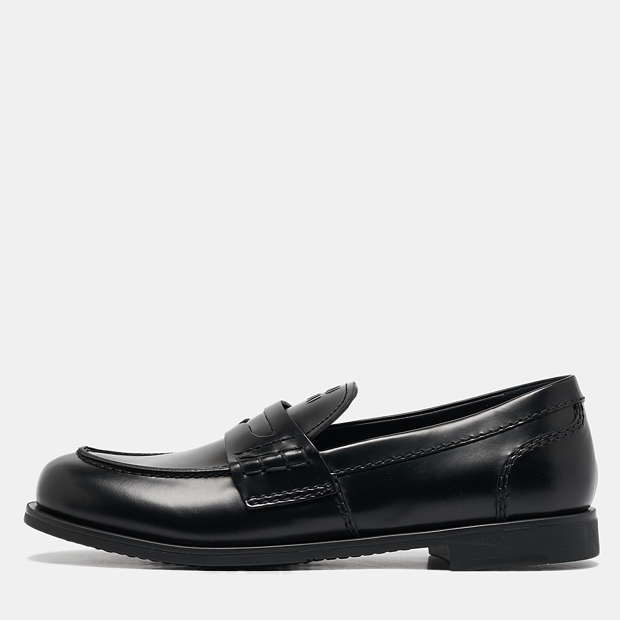 

Miu Miu Black Leather Slip On Loafers Size