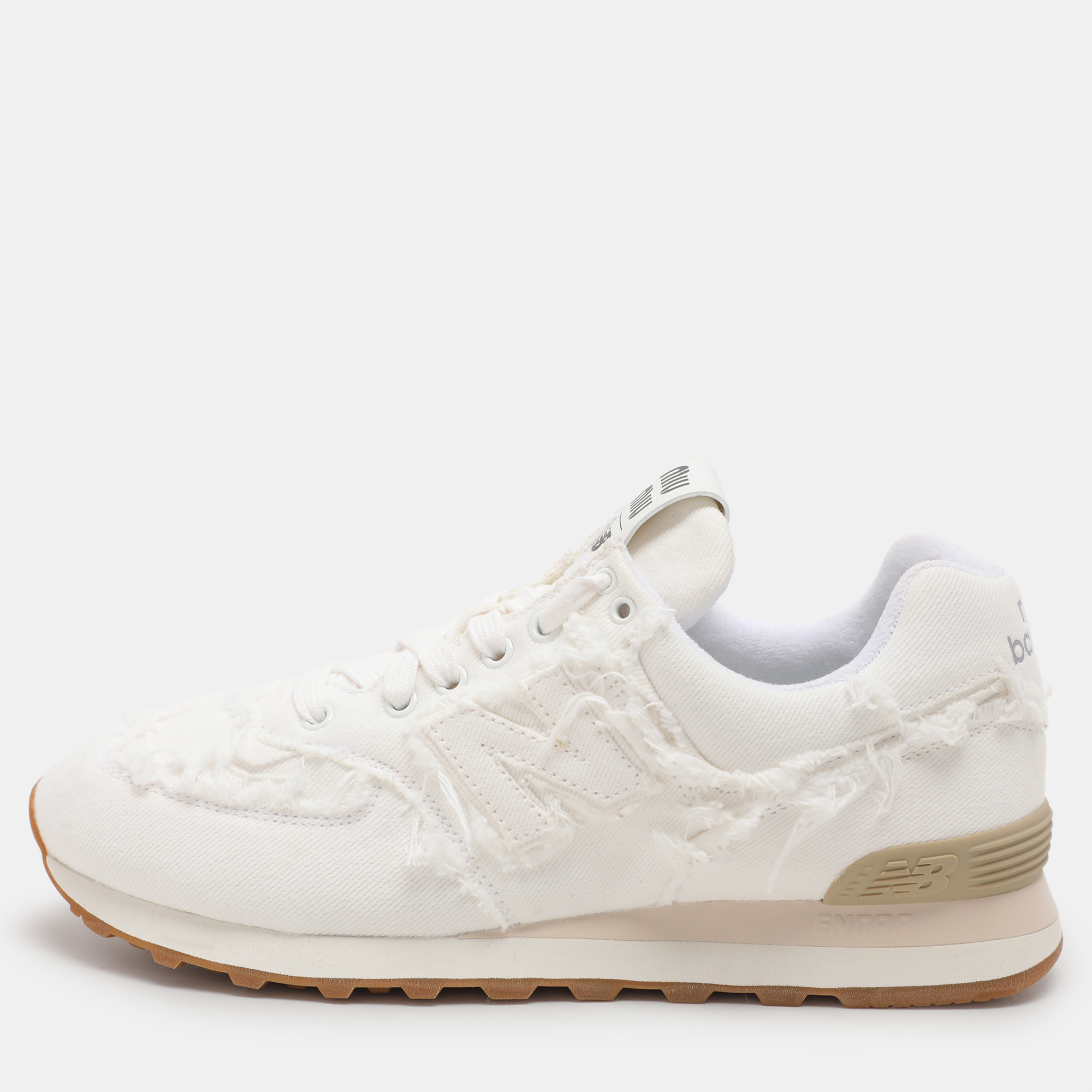 

Miu Miu x New Balance White Canvas 574 Athletic Low Top Sneakers Size