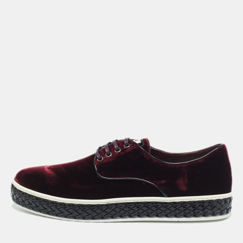 

Miu Miu Burgundy Velvet Lace Up Sneakers Size