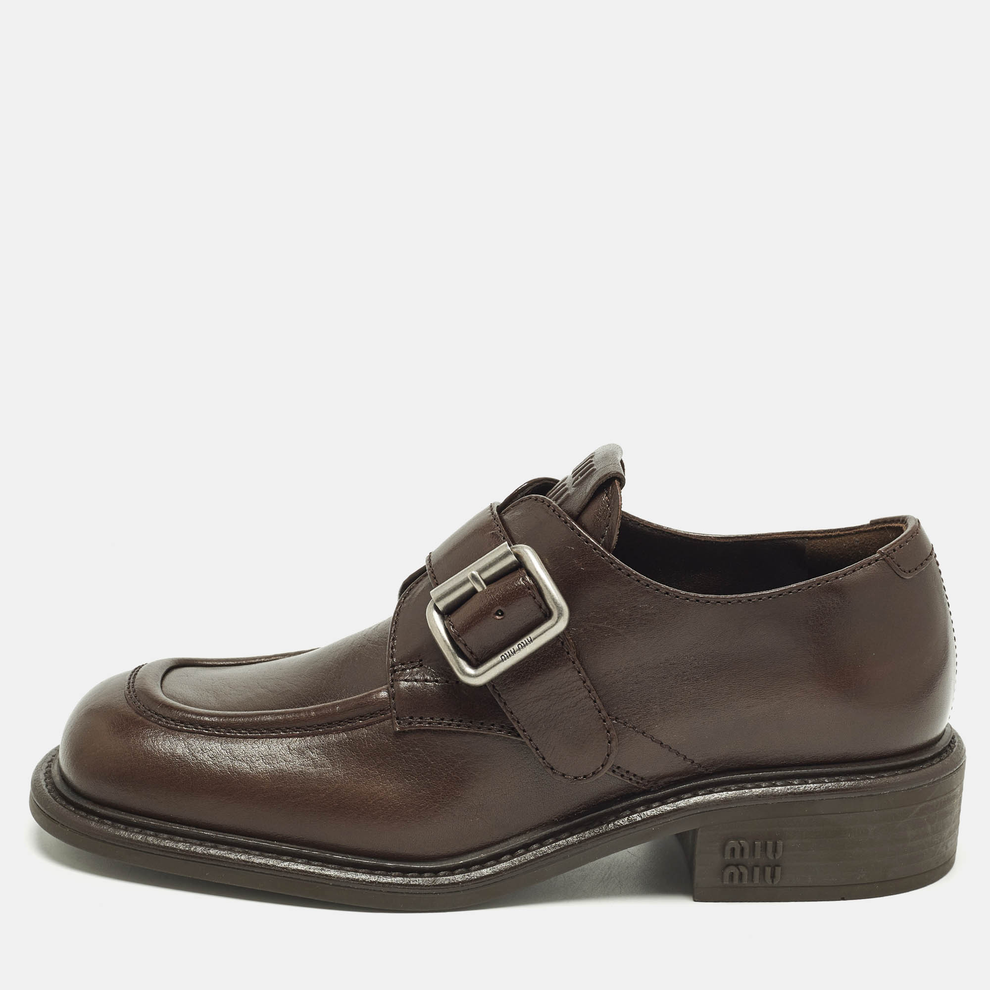 

Miu Miu Size  Brown Leather Monk Strap Derby