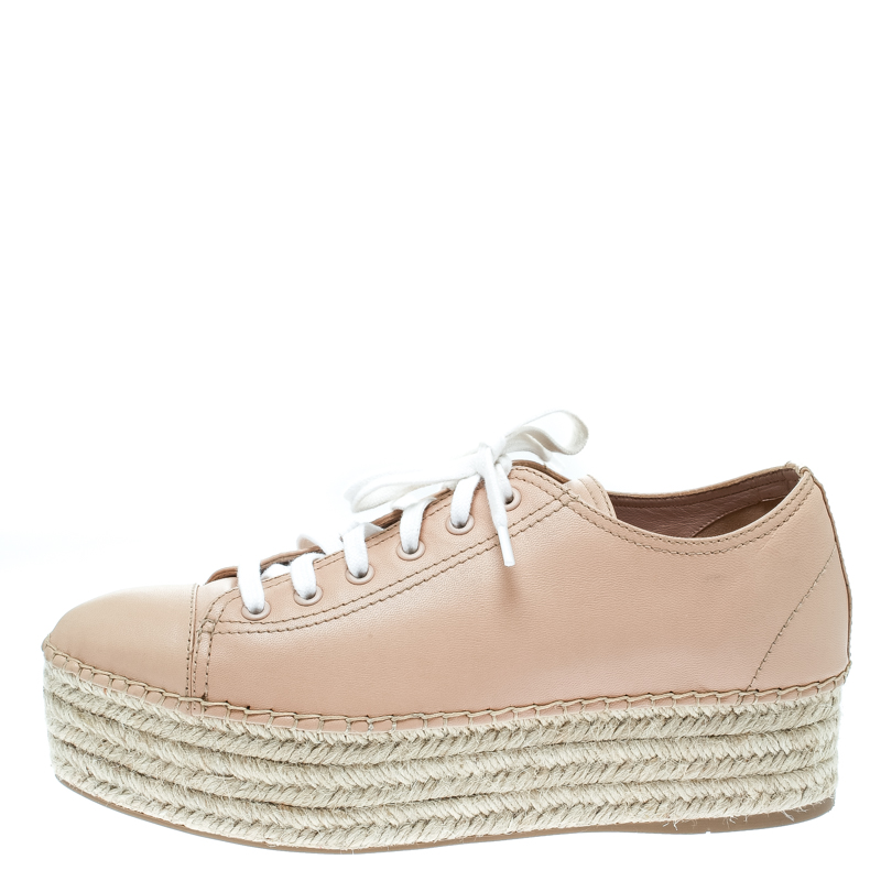 

Miu Miu Dusty Pink Espadrille Platform Sneakers Size