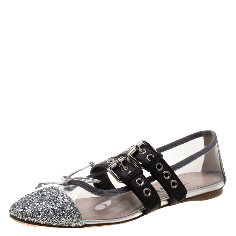 miu miu glitter flats