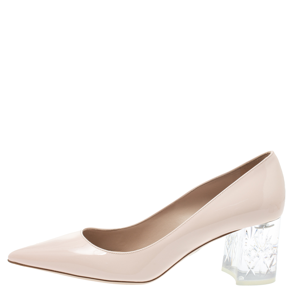 

Miu Miu Pink Patent Leather Block Heel Pointed Toe Pumps Size