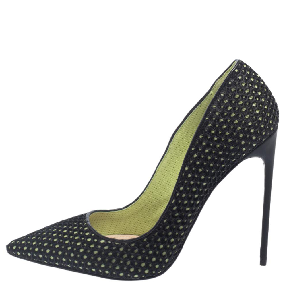 

Miu Miu Black/Green Mesh And Fabric Pointed Toe Pumps Size