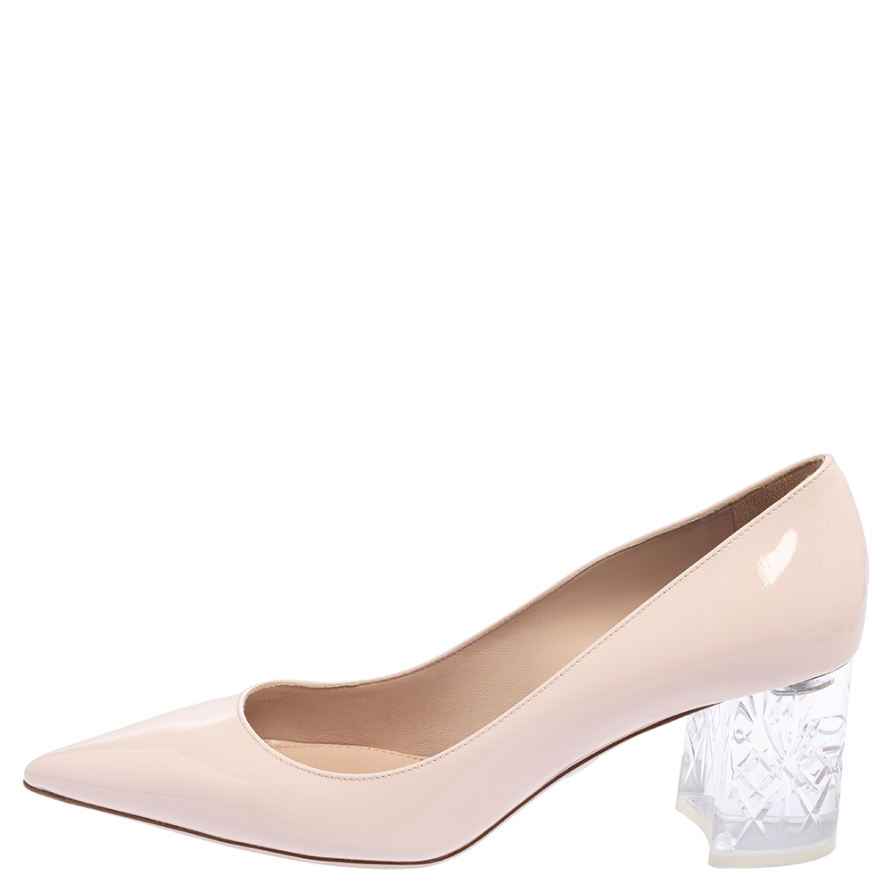 

Miu Miu Pink Patent Leather Pointed Toe Block Heel Pumps Size