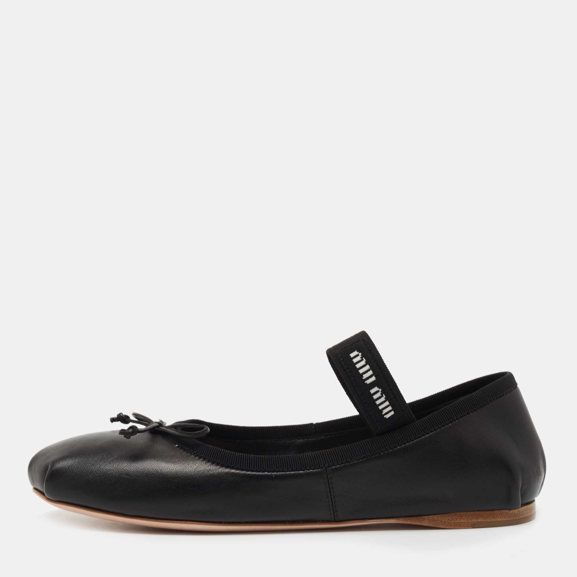 フラットシューズ MiuMiu Buckle and bow ballet flats Miu Miu Buckle And Bow Ballet Flats in Black | Lyst