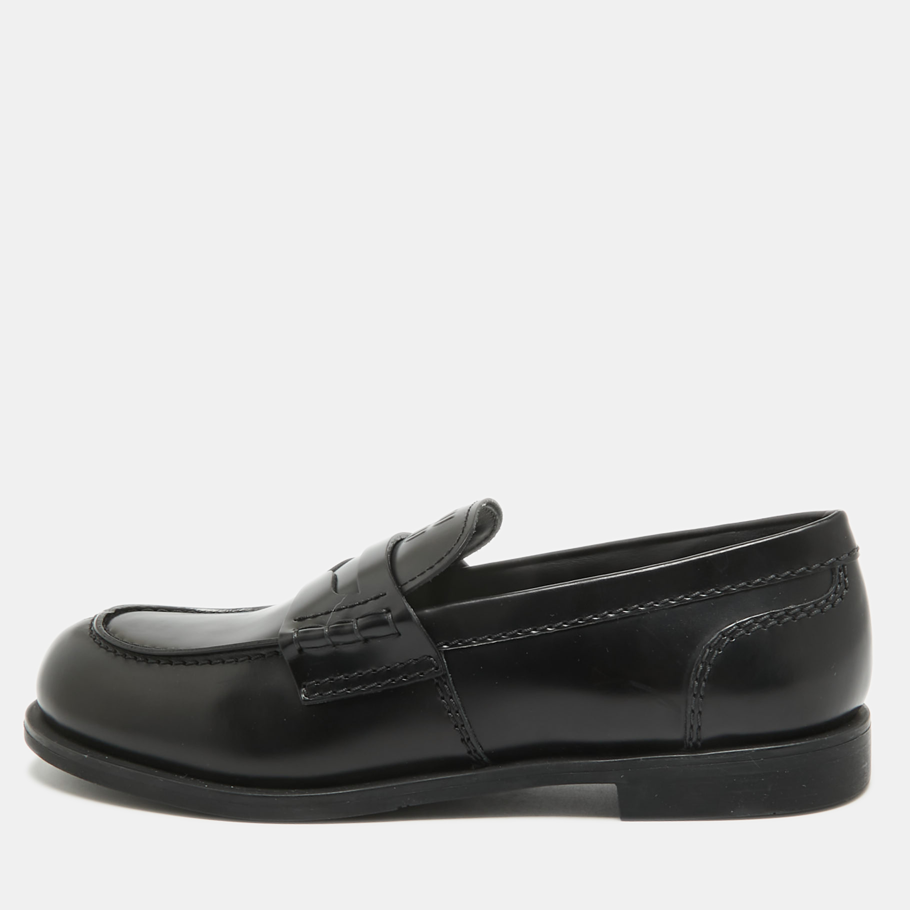 Miu Miu Black Leather Slip On Loafers Size 39