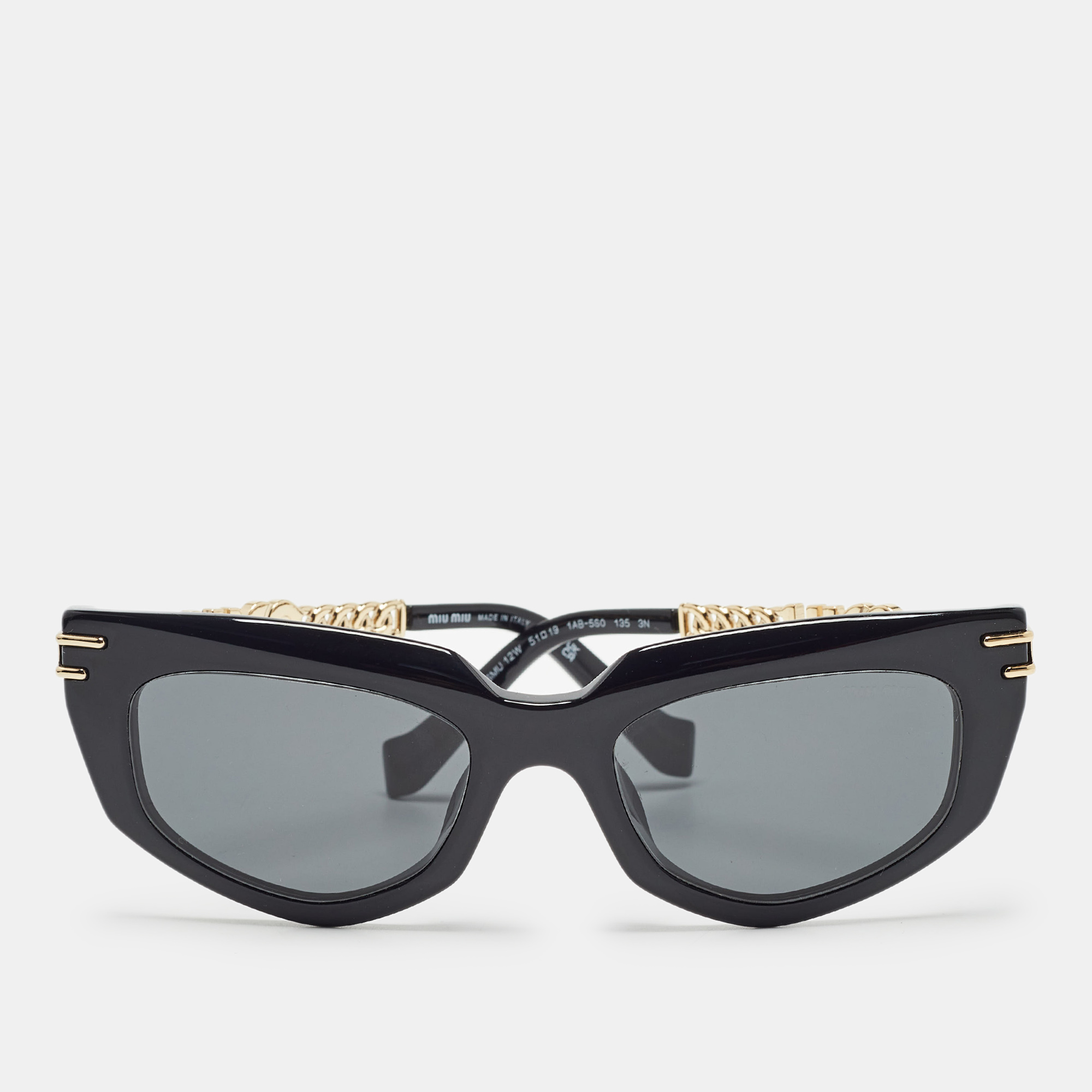 

Miu Miu Black/Gold SMU12W Chain Cat Eye Sunglasses