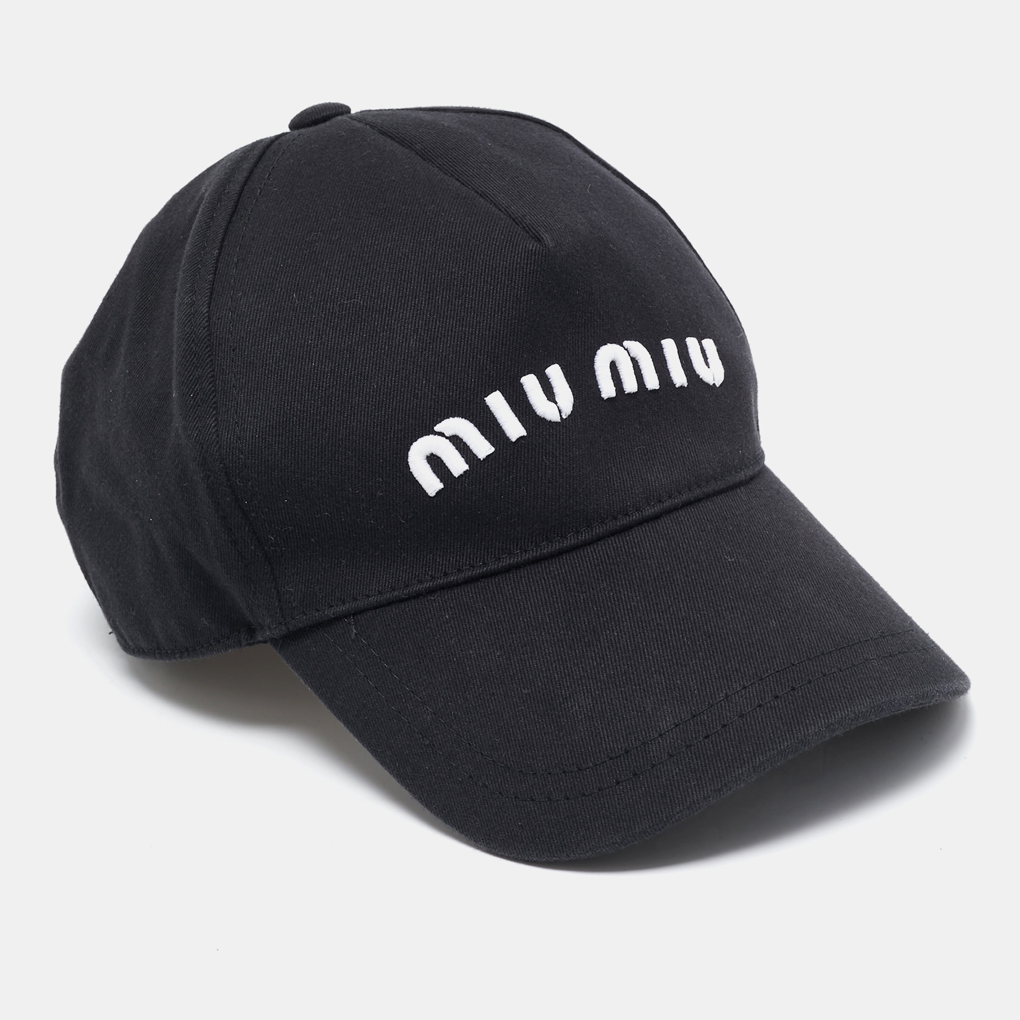 

Miu Miu Black Logo Embroidered Cotton Baseball Cap S