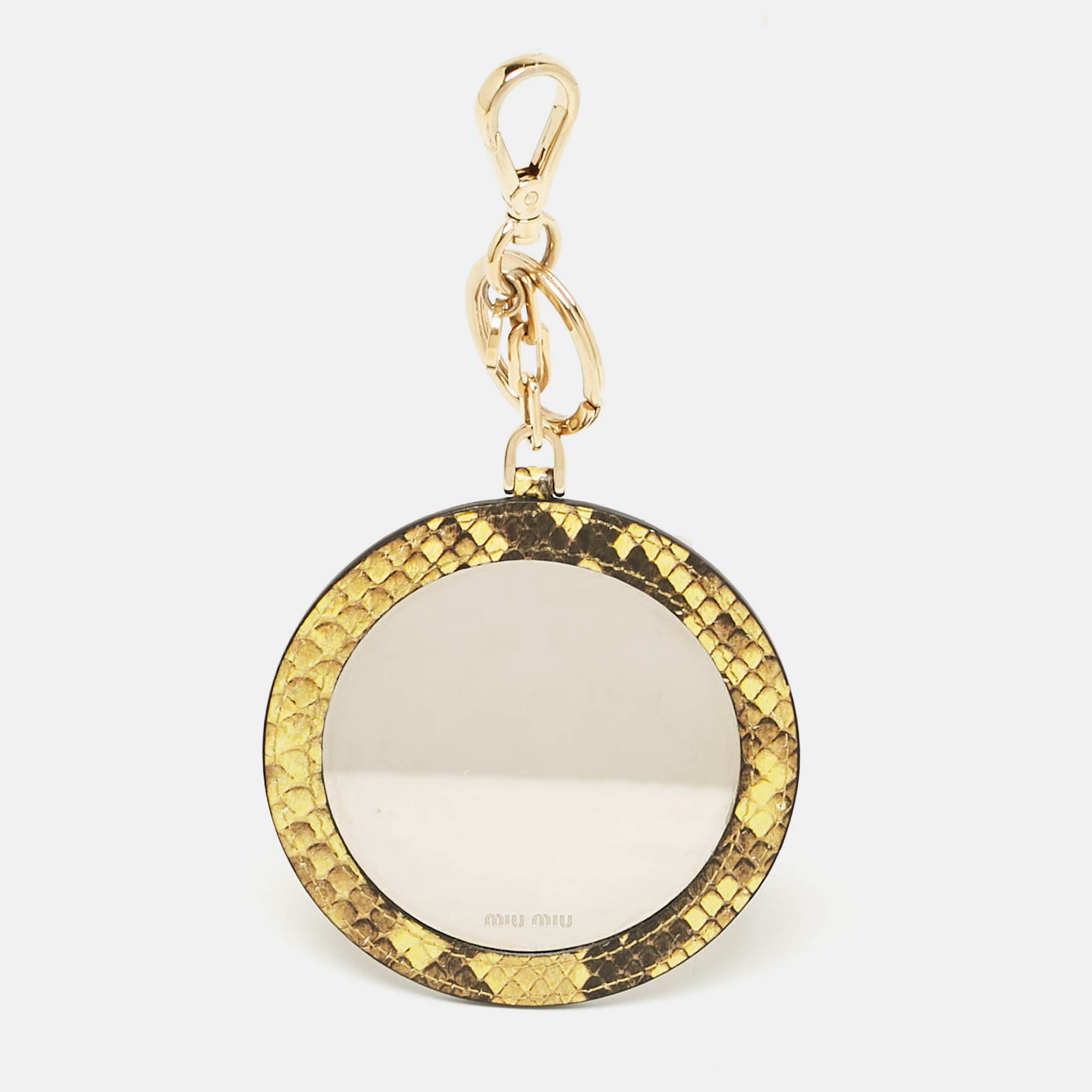 

Miu Miu Yellow/Black Snakeskin Embossed Leather Cosmetic Mirror