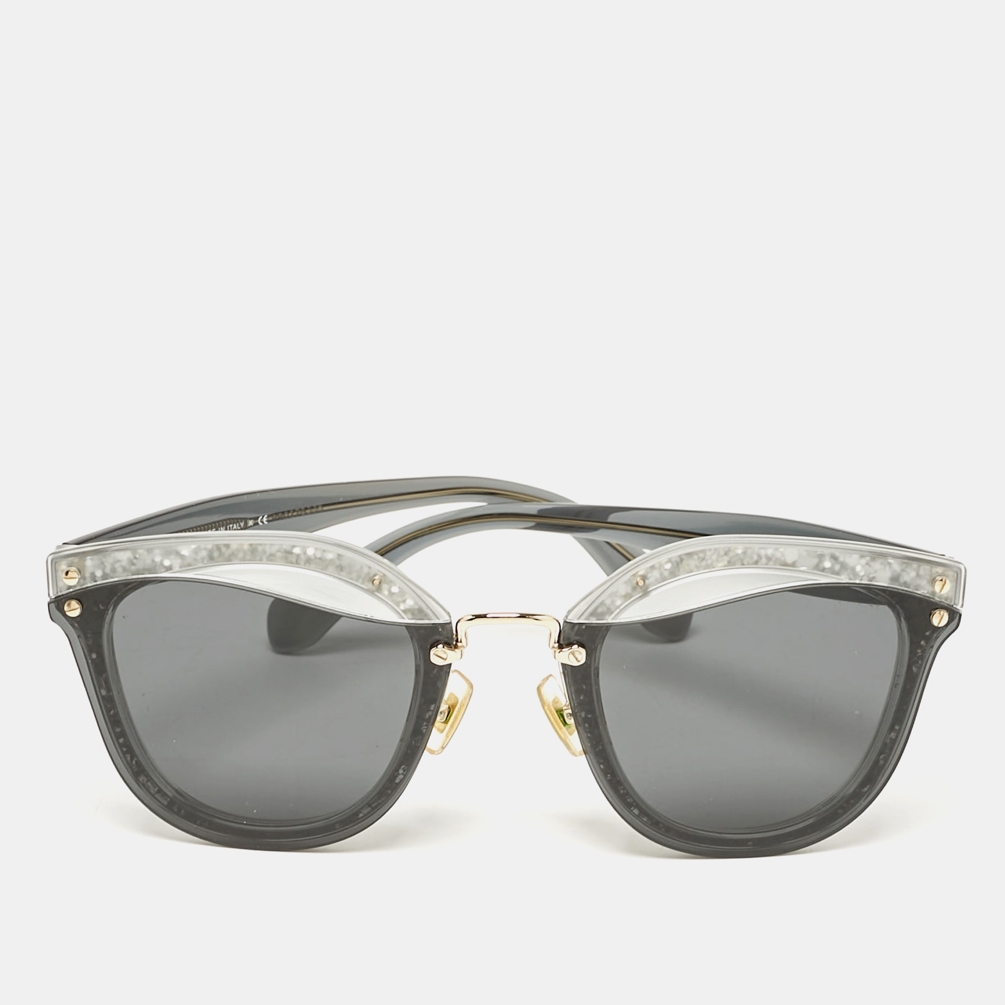 

Miu Miu Black/Grey SMU03T Glitter Reveal Cat Eye Sunglasses