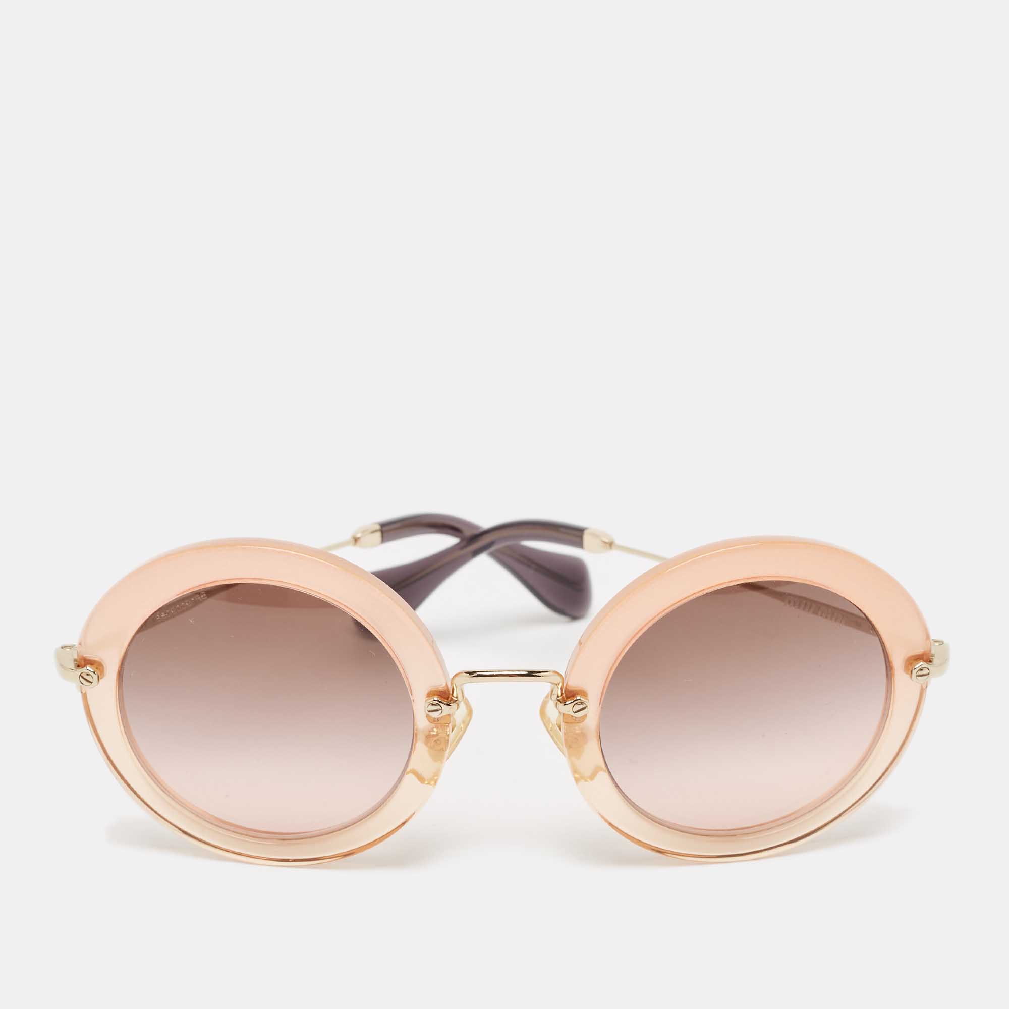 

Miu Miu Peach/Brown Gradient SMU13N Round Sunglasses, Orange