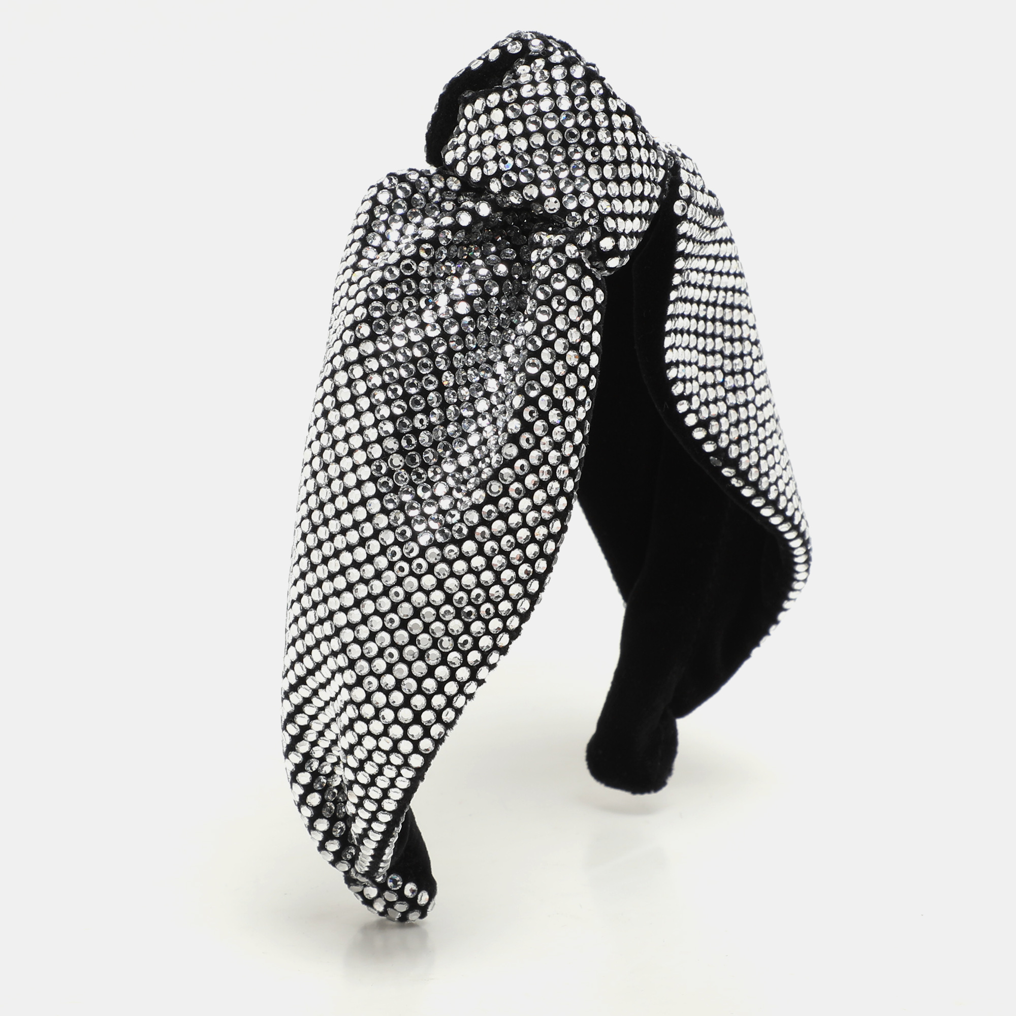 

Miu Miu Black Crystal Embellished Velvet Rigid Headband