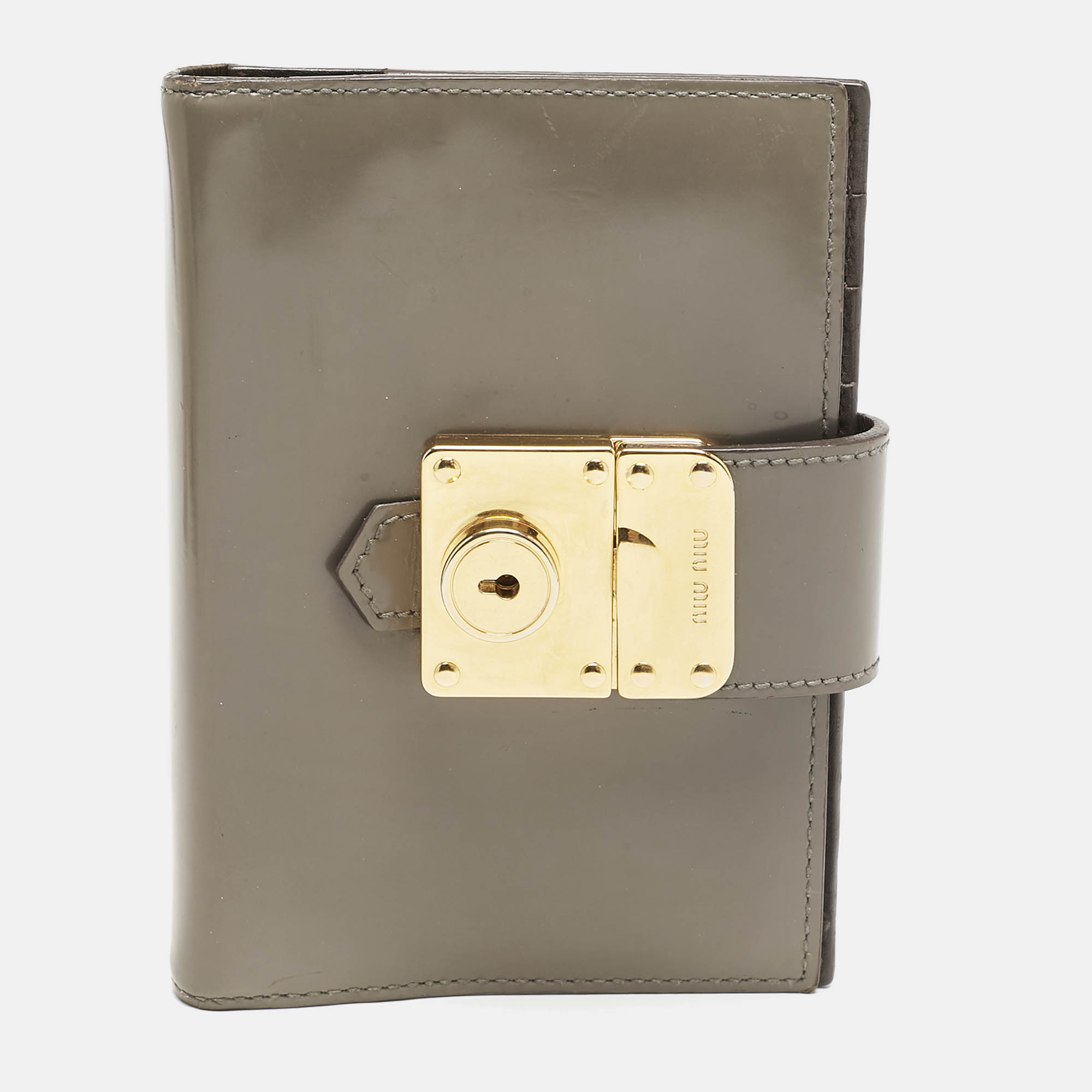 

Miu Miu Grey Brushed Leather Agenda Cover