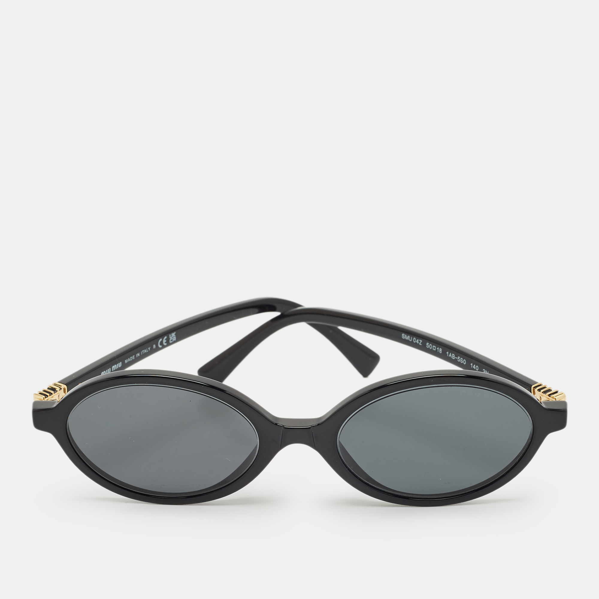 

Miu Miu Black SMU 04Z Oval Sunglasses