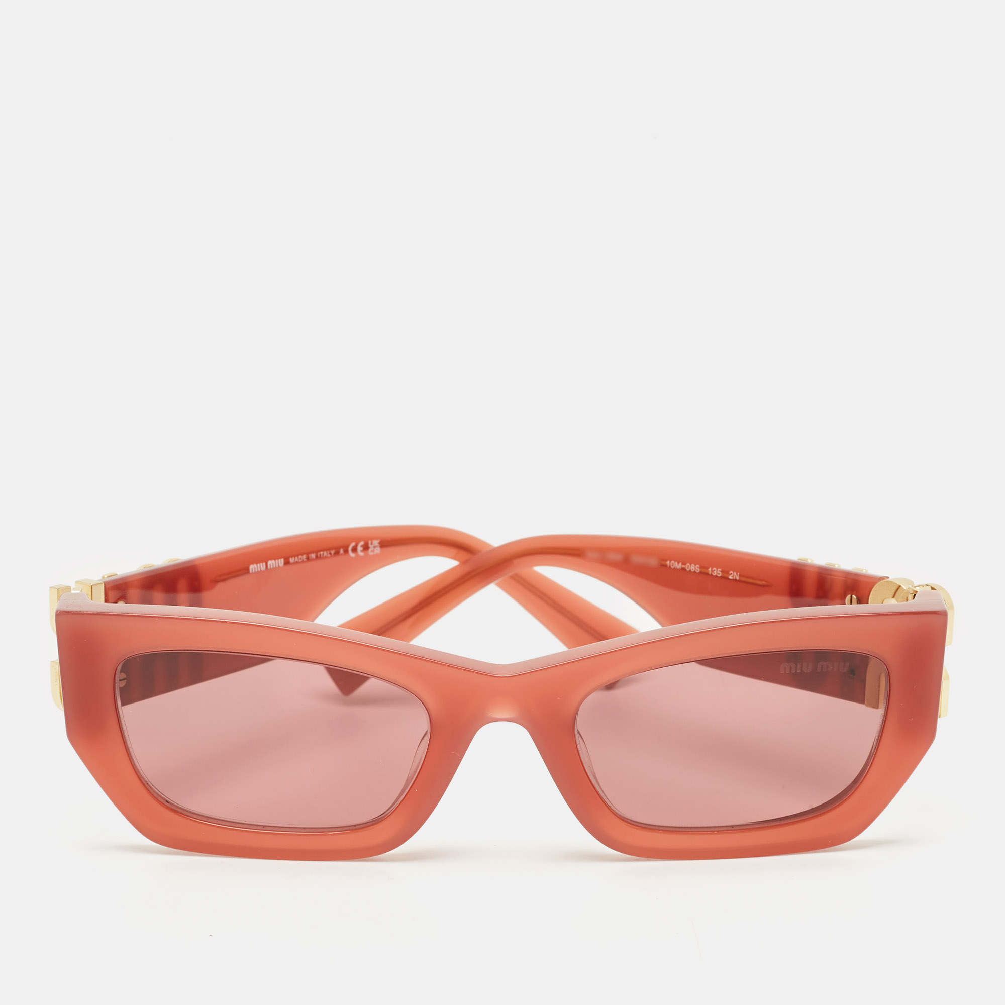 

Miu Miu Brick Red SMU 09W Logo Cat Eye Sunglasses