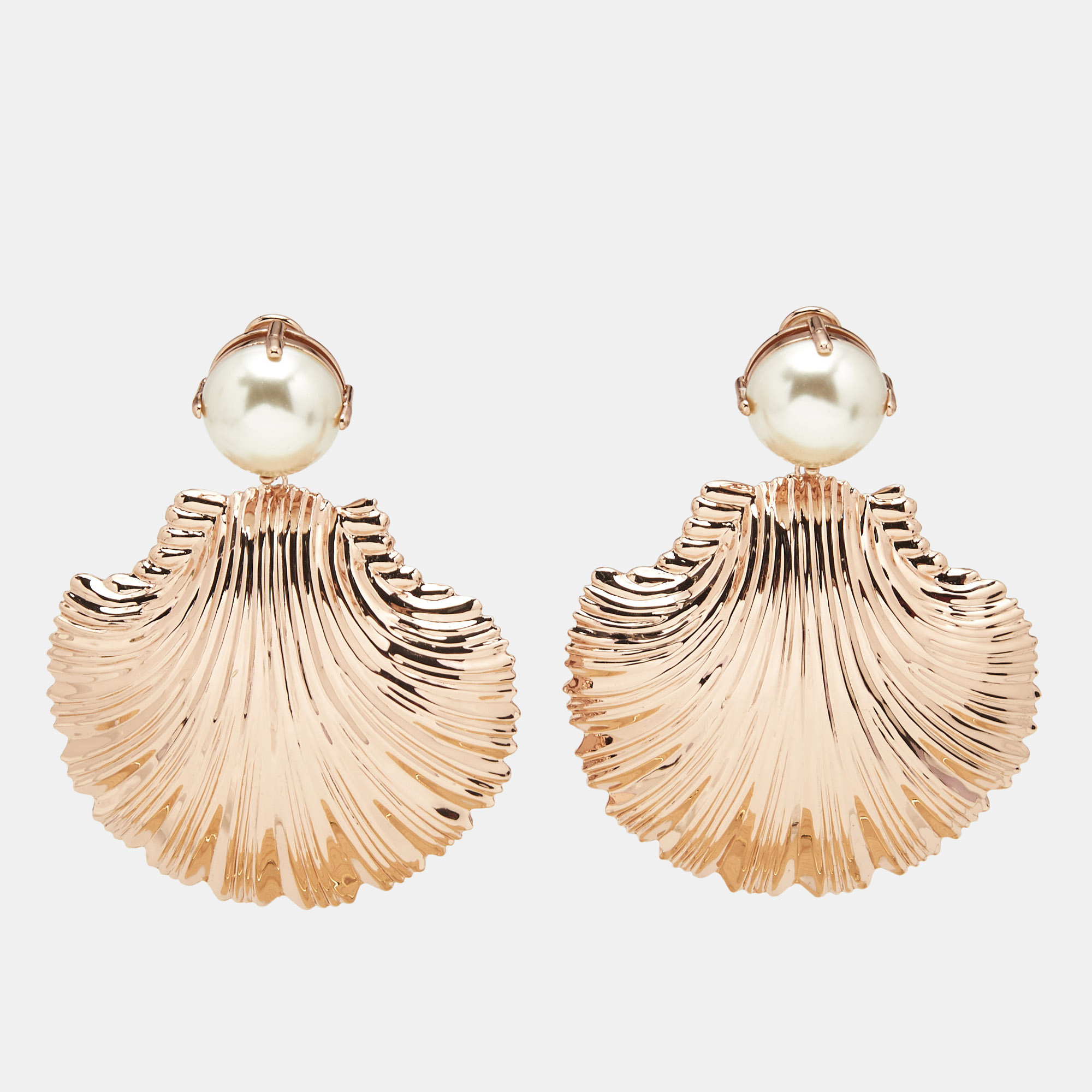 

Miu Miu Shell Faux Pearl Rose Gold Tone Earrings