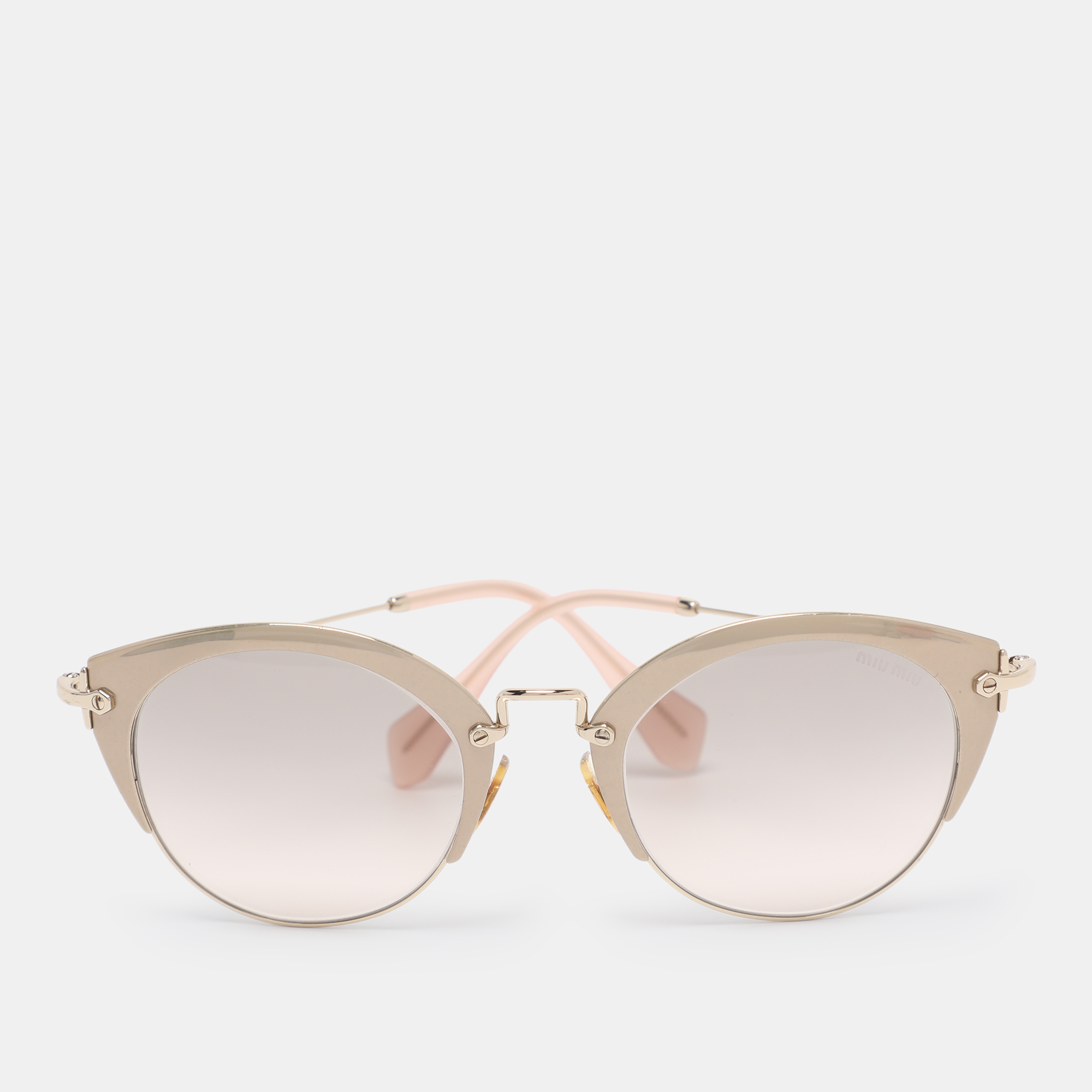 

Miu Miu Grey/Gold SMU53R Round Sunglasses