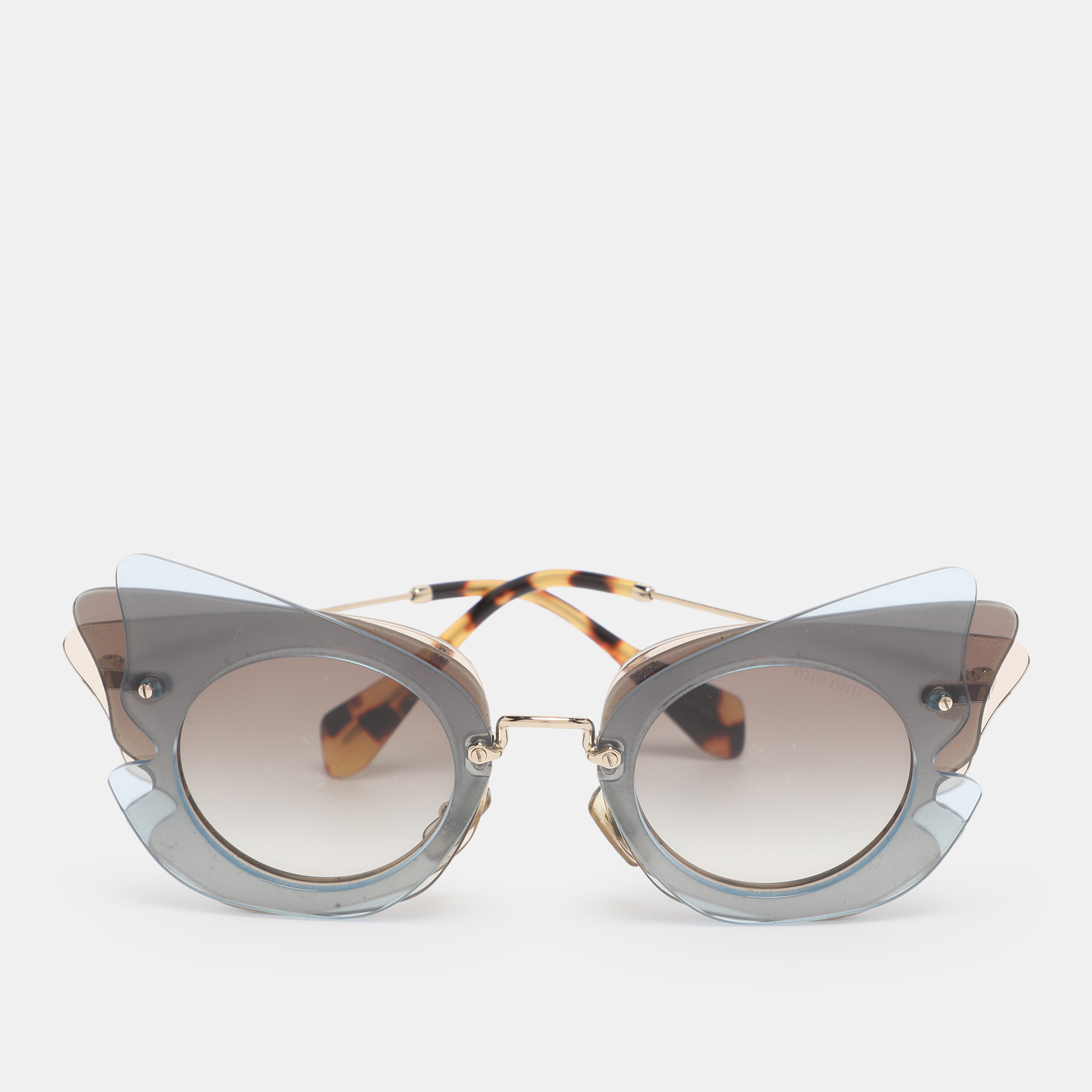 Pre-owned Miu Miu Grey Gradient Layered Smu02s Butterfly Sunglasses In Gray