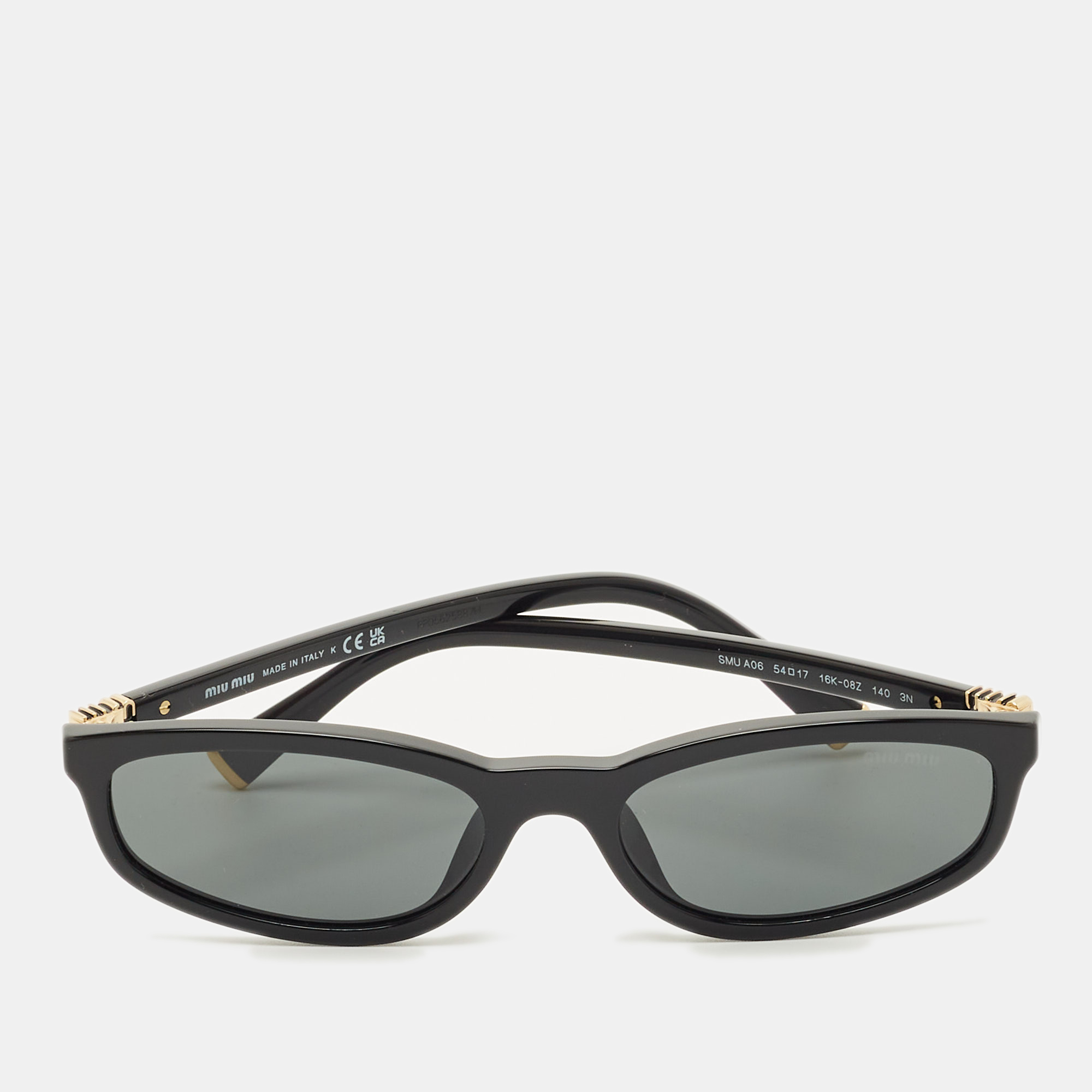 

Miu Miu Black SMU A06 Oval Sunglasses