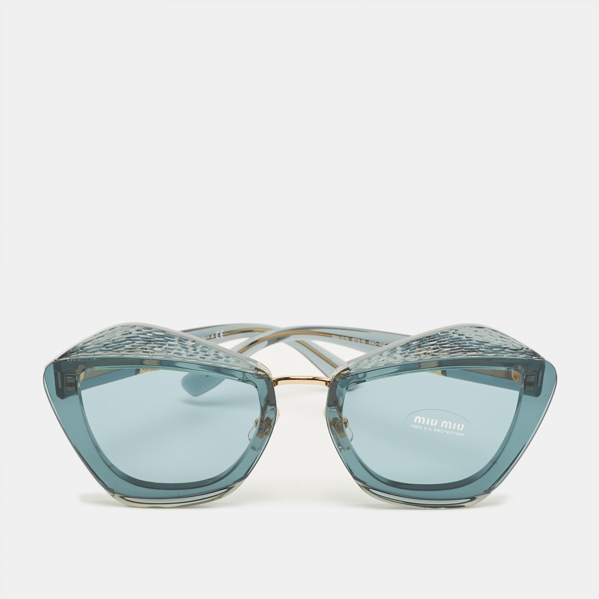

Miu Miu Teal Blue Gradient SMU 01X Butterfly Sunglasses