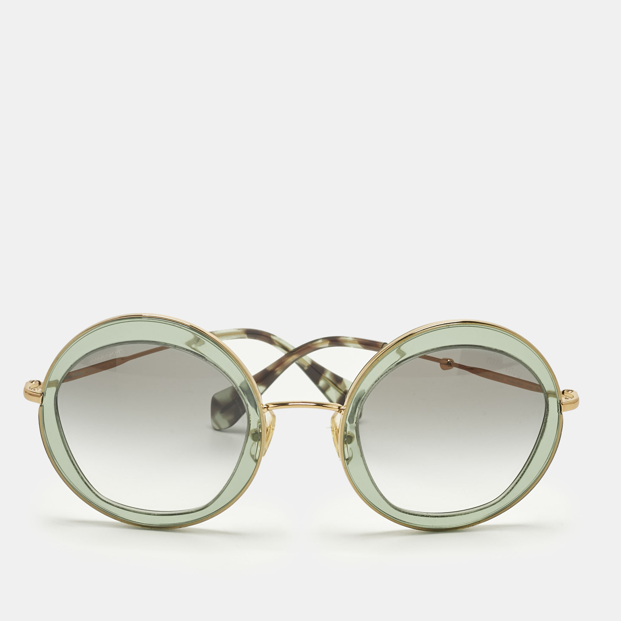 

Miu Miu Green/Grey Gradient SMU 50Q Round Sunglasses
