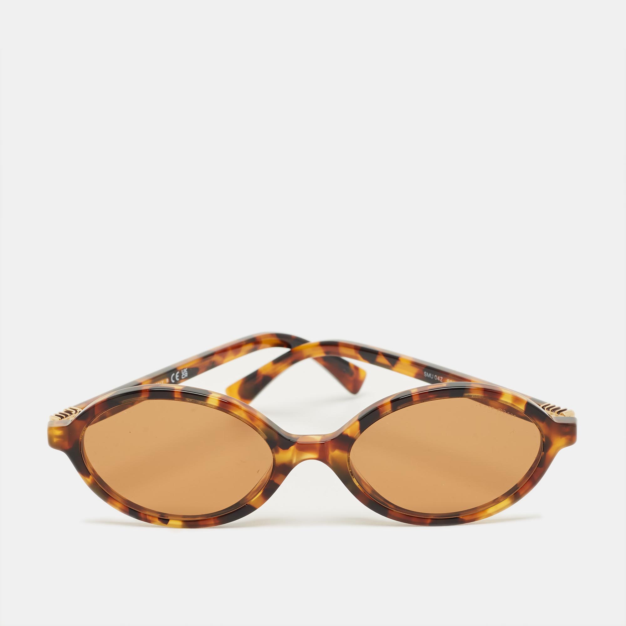 

Miu Miu Tortoiseshell Brown Logo Oval Sunglasses