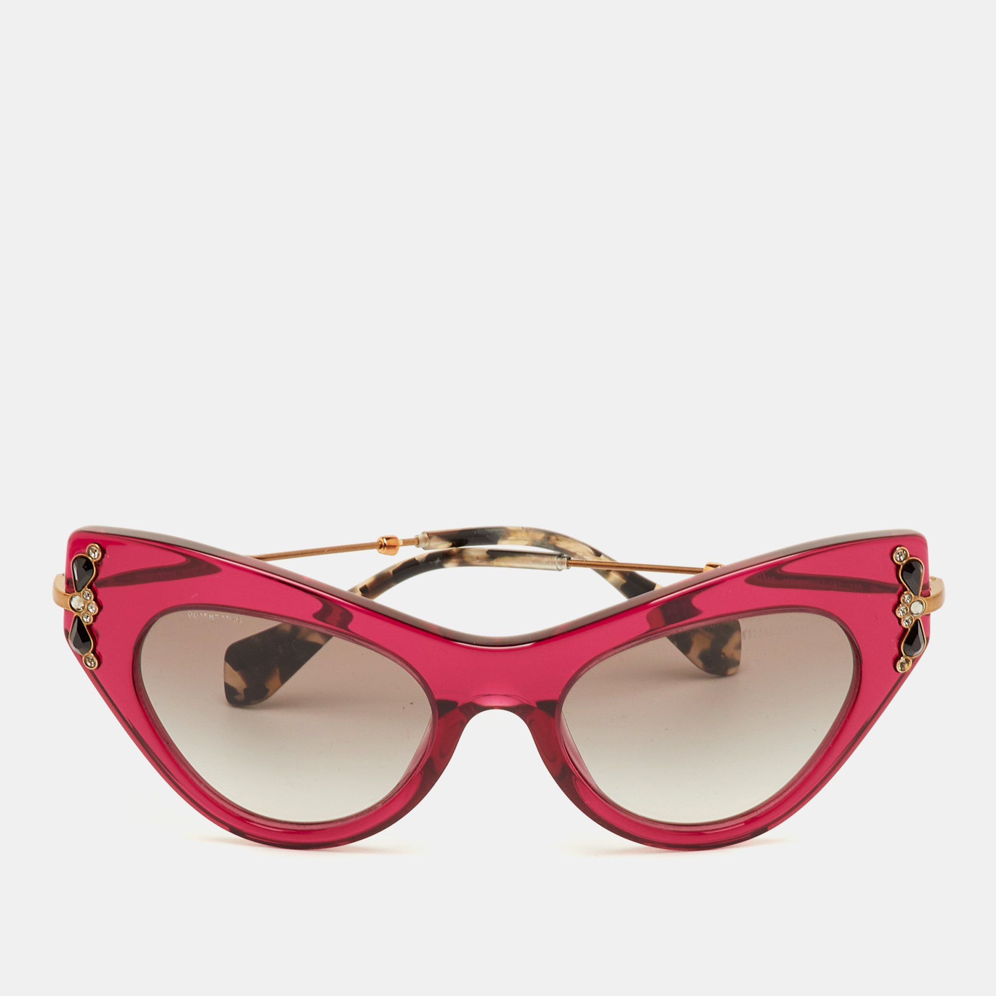 

Miu Miu Magenta/Black Gradient Embellished Cat-eye Sunglasses, Pink