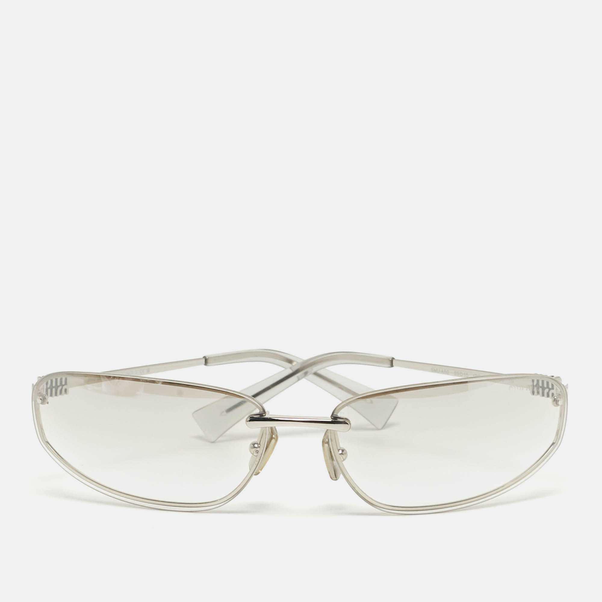 

Miu Miu Light Grey/Silver Tone Gradient SMU A50 Oval Sunglasses
