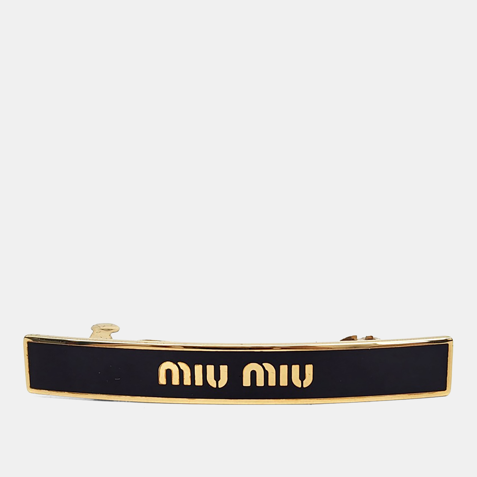 Pre-owned Miu Miu Gold Hairpin In Black