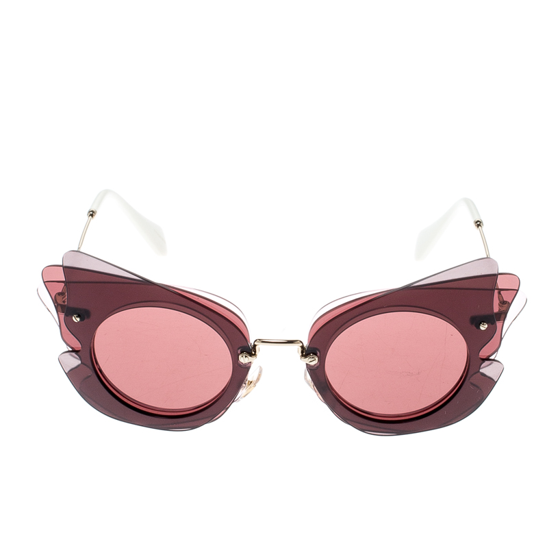 

Miu Miu Gold/Brown SMU02S Butterfly Sunglasses