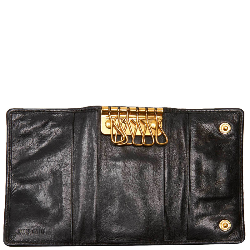 

Miu Miu Black Matelasse Leather Key Holder