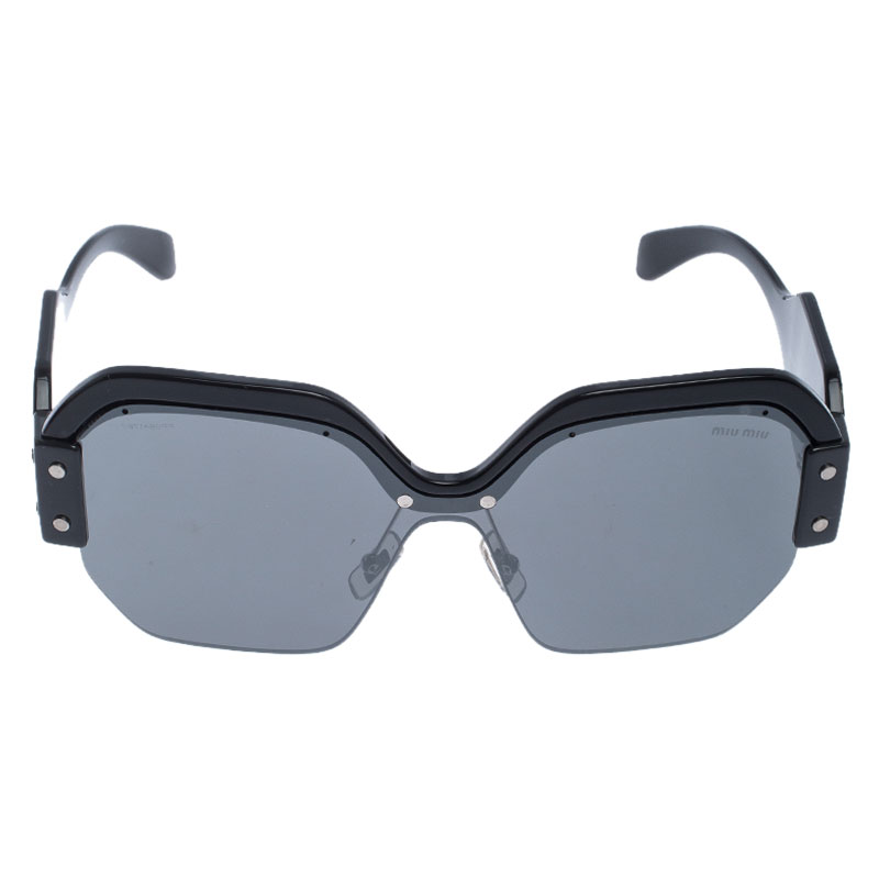 

Miu Miu Black/Grey SMU09S Oversized Square Sorbet Sunglasses