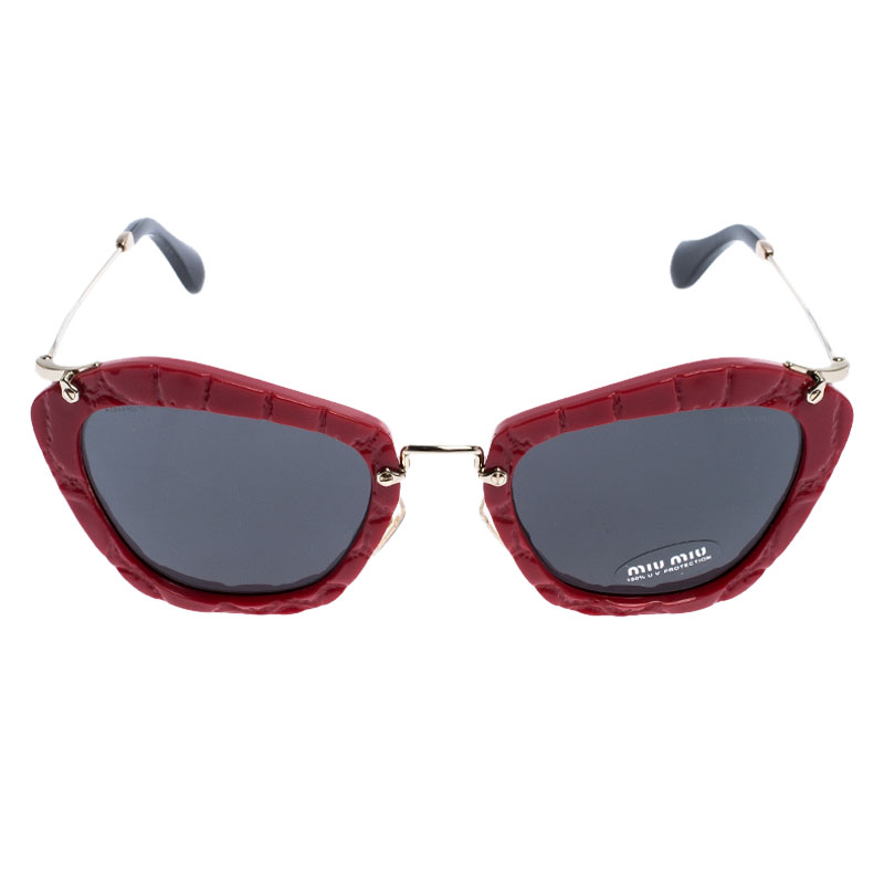 

Miu Miu Textured Red/Grey SMU 10N Cat Eye Sunglasses