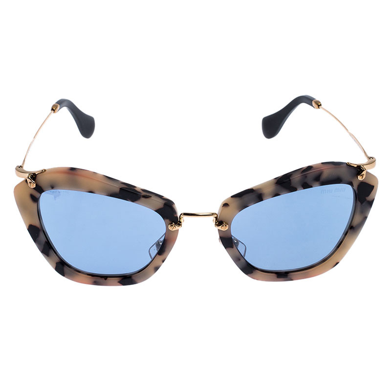

Miu Miu Sand Havana/ Blue SMU 10N Cat Eye Sunglasses