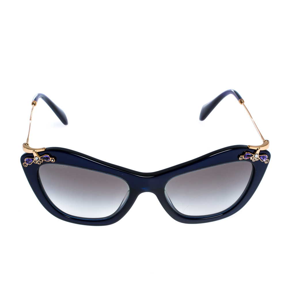 

Miu Miu Dark Blue/Black Gradient SMU 03P Crystal Embellished Cateye Sunglasses