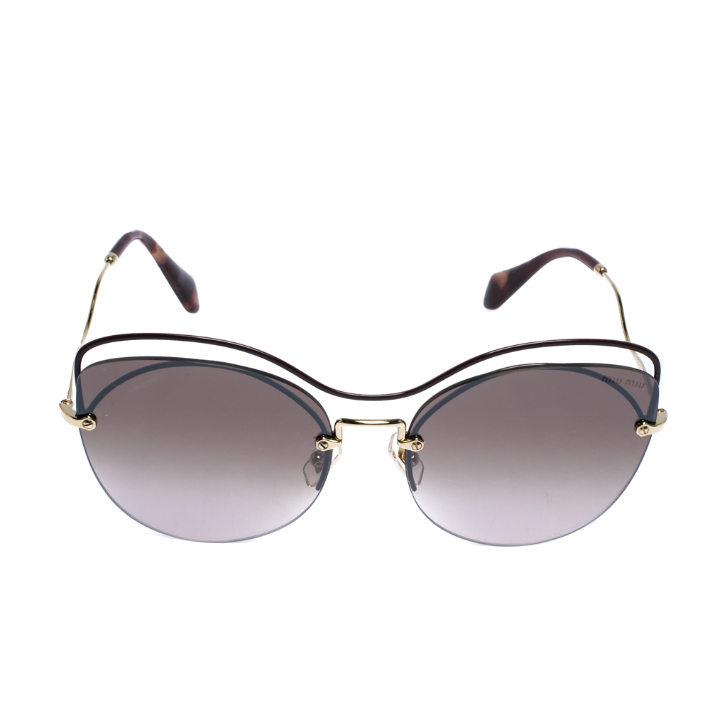 

Miu Miu Burgundy & Gold Tone/ Brown Gradient SMU50T Cat Eye Sunglasses