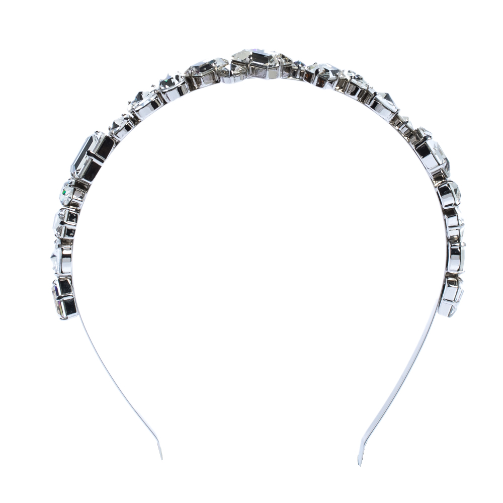 

Miu Miu Silver Tone Crystal Embellished Head Band
