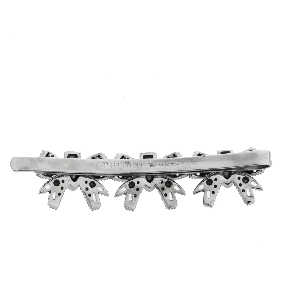 

Miu Miu Silver Tone Micro Bow Jeweled Hair Clip