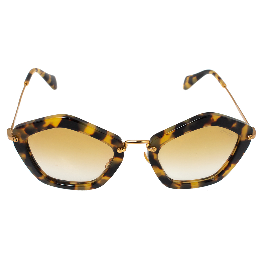 

Miu Miu Yellow Havana/ Yellow Gradient SMU06O Geometric Sunglasses, Brown