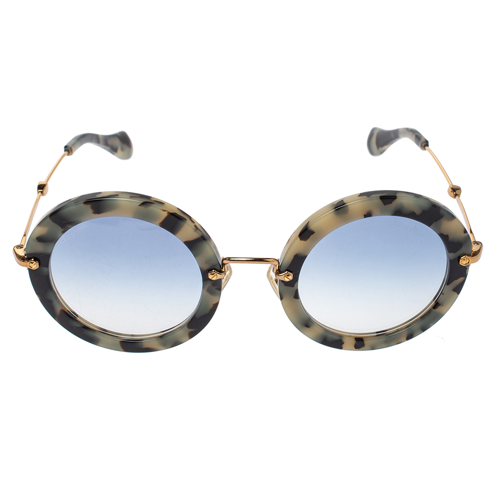 

Miu Miu Beige/Black Havana SMU13N Round Sunglasses