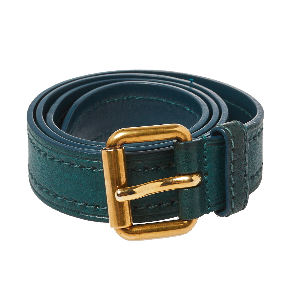

Miu Miu Green Leather Buckle Belt