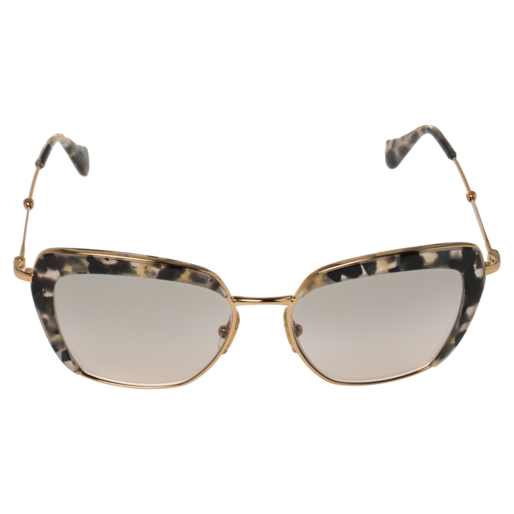 

Miu Miu Gold Tone/Grey Tortoise Gradient SMU 52Q Cat Eye Sunglasses