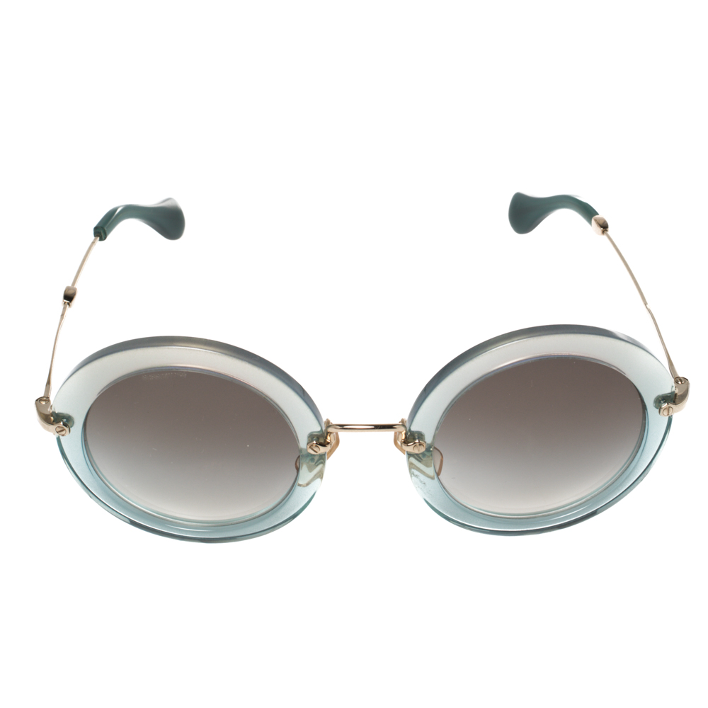 

Miu Miu Blue/Gold Acetate Delice SMU 13N Round Sunglasses