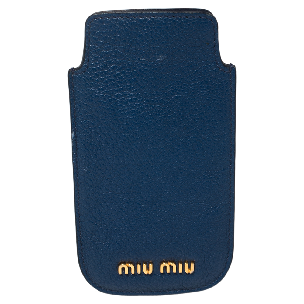 

Miu Miu Blue Leather Phone Case